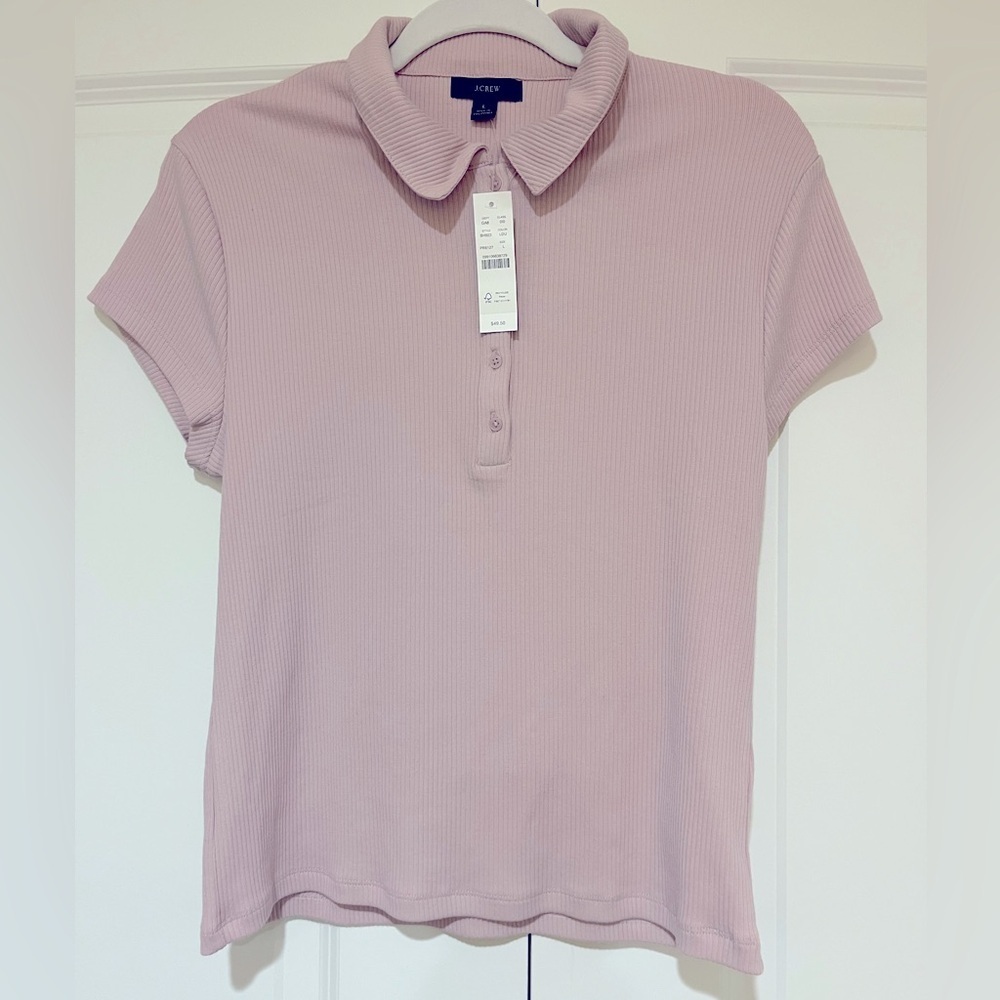 J.Crew NWT cotton blend ribbed button up top size large Lavender Runs small